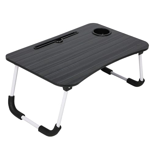 PALAK Foldable Wooden Mini Laptop Table for Bed, Smart Study Table with Drawer Kids & Adults (US-COTTEDS .Black.), 60cm, 40cm - Image 2