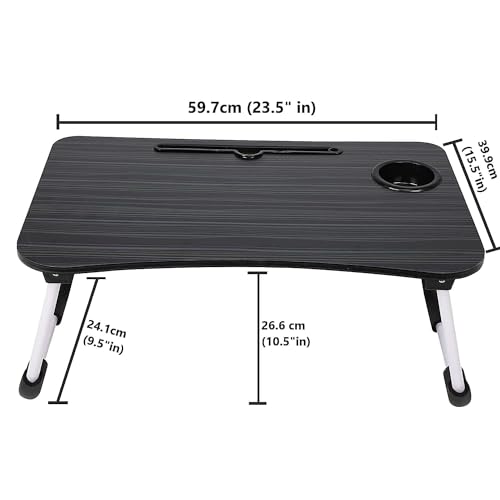 PALAK Foldable Wooden Mini Laptop Table for Bed, Smart Study Table with Drawer Kids & Adults (US-COTTEDS .Black.), 60cm, 40cm - Image 3