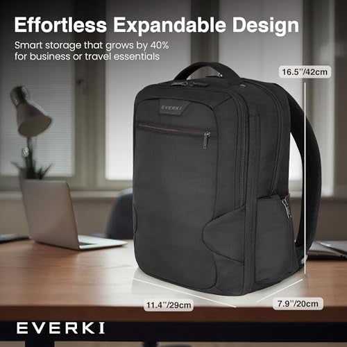 EVERKI Studio Expandable Laptop Backpack for Men & Women – Business and Travel Backpack, Carry-On Backpack for Office & Travel, Professional Backpack, 15-Inch MacBook & Laptop Bag, 26L Capacity, Black - Image 5