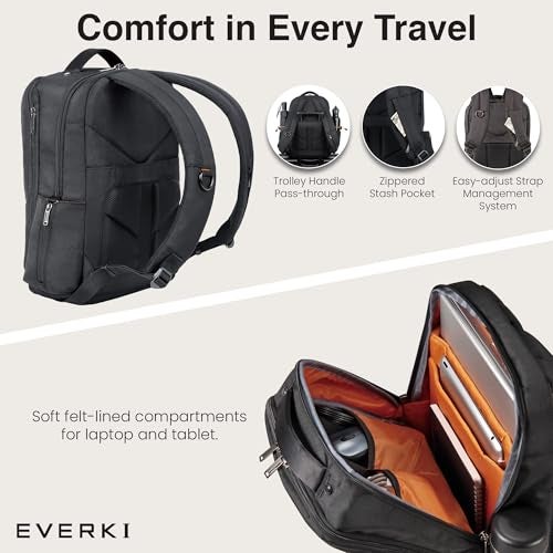 EVERKI Studio Expandable Laptop Backpack for Men & Women – Business and Travel Backpack, Carry-On Backpack for Office & Travel, Professional Backpack, 15-Inch MacBook & Laptop Bag, 26L Capacity, Black - Image 4