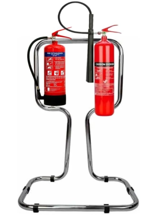 Generic Double Fire Extinguisher Stand - Chrome,Floor Mount, Metal 