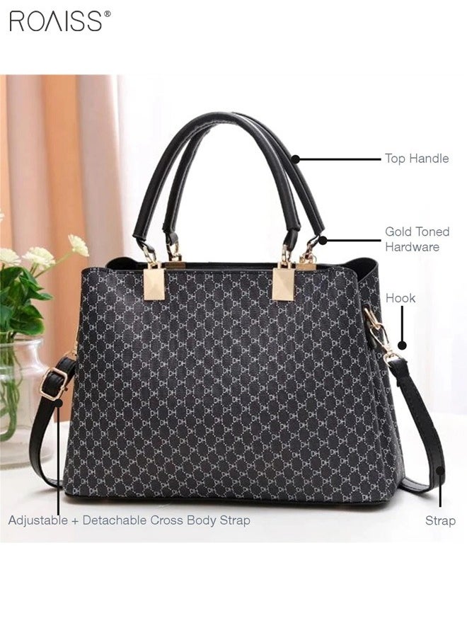 roaiss - Women's Fashionable Checkered Crossbody Bag Pu Leather Handbag With Exquisite Pendant Accessories - Image 1