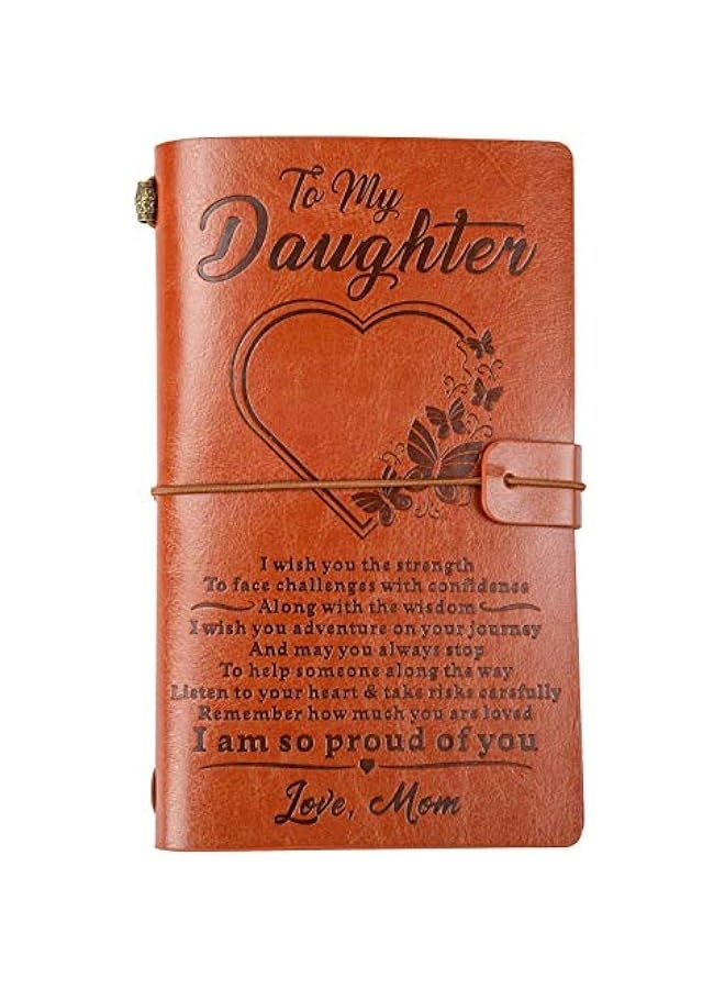 NIBEMINENT To My Daughter Leather Journal - 140 Page Keepsake Notebook Gift, Refillable Travel Journal Diary Sketch Book Writing Journal Graduation Back to School Gift for Daughter Christmas Birthday Gifts - Image 1