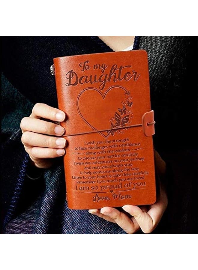 NIBEMINENT To My Daughter Leather Journal - 140 Page Keepsake Notebook Gift, Refillable Travel Journal Diary Sketch Book Writing Journal Graduation Back to School Gift for Daughter Christmas Birthday Gifts - Image 2