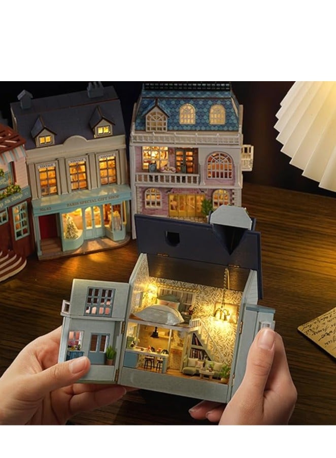 عام مجموعة أثاث دمية منزل DIY من الخشب الصغير، منزل دمية صغير مصنوع يدويًا مع إضاءة LED، ألعاب حرفية خشبية إبداعية بمقياس 1:24 للكبار والأصدقاء والأحباء، هدايا عيد ميلاد. - Image 2