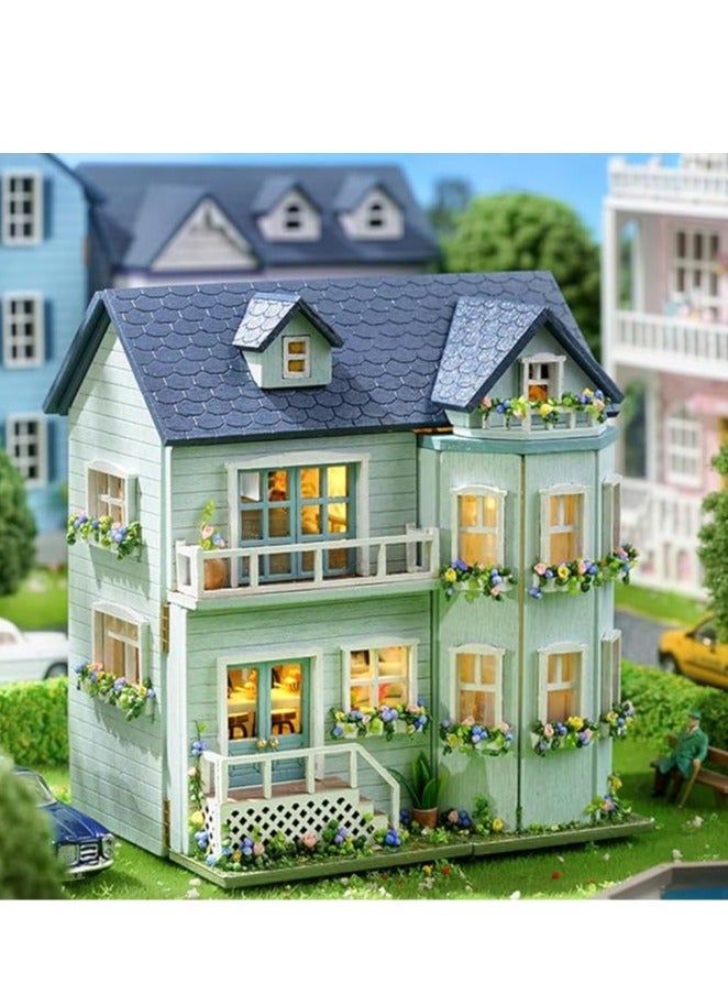 عام مجموعة أثاث دمية منزل DIY من الخشب الصغير، منزل دمية صغير مصنوع يدويًا مع إضاءة LED، ألعاب حرفية خشبية إبداعية بمقياس 1:24 للكبار والأصدقاء والأحباء، هدايا عيد ميلاد. - Image 4