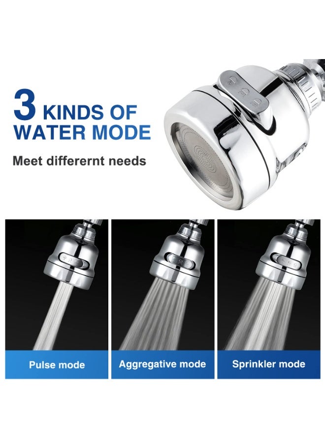 360° Swivel Aerator Nozzle for Kitchen Faucet, 3 Spray Settings (Jet/Spray/Aerated), Easy-Install Water Saving Spray Head, Universal Fit - Image 2