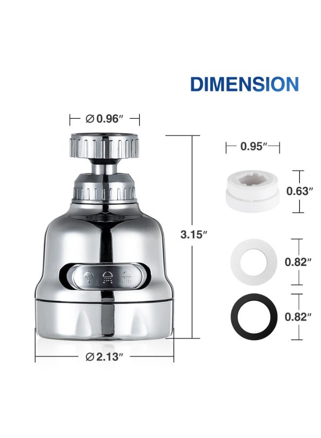 360° Swivel Aerator Nozzle for Kitchen Faucet, 3 Spray Settings (Jet/Spray/Aerated), Easy-Install Water Saving Spray Head, Universal Fit - Image 5