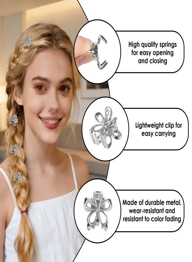 Aesnoun 20 Pack Small Silver Flower Hair Clips for Women Girls, Tiny Metal Claw Clips with Sparkling Floral Design, Nonslip Bangs Accessories, Cute Floral Hair Decorations, Mini Christmas Holiday Gift Set - Image 4