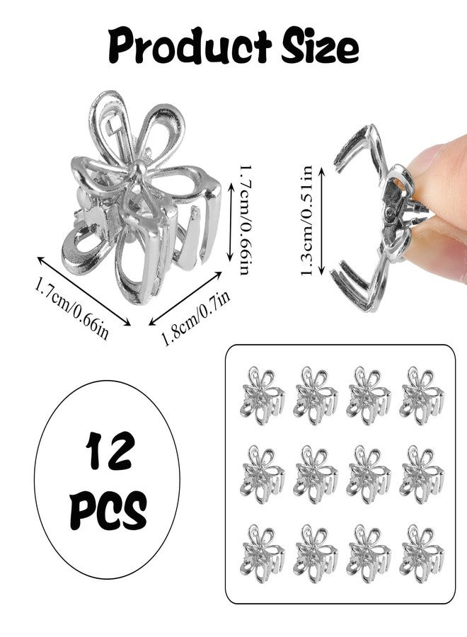Aesnoun 20 Pack Small Silver Flower Hair Clips for Women Girls, Tiny Metal Claw Clips with Sparkling Floral Design, Nonslip Bangs Accessories, Cute Floral Hair Decorations, Mini Christmas Holiday Gift Set - Image 2