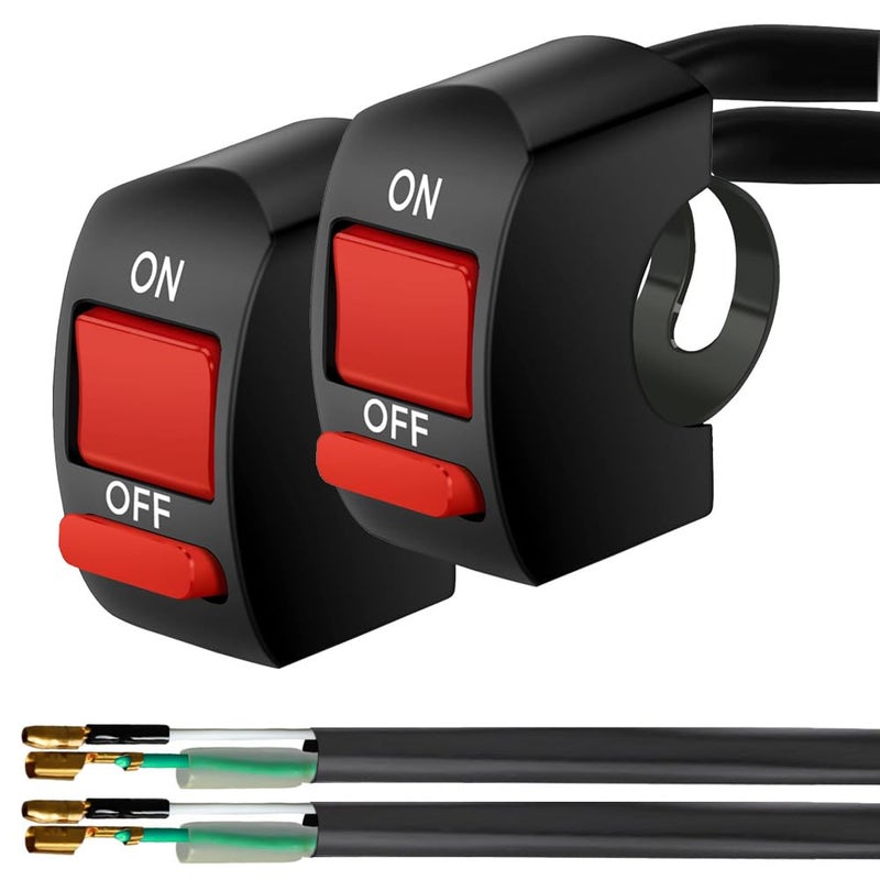 مفتاح تشغيل وإيقاف عالمي للدراجات النارية 2 قطعة 22 مم مع تركيب على المقود