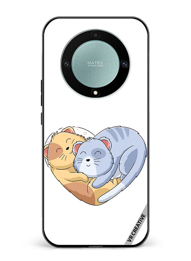 VR CREATIVE غطاء حماية لهاتف Honor X9b بتصميم قطة كلوفر متعدد الألوان - Image 1