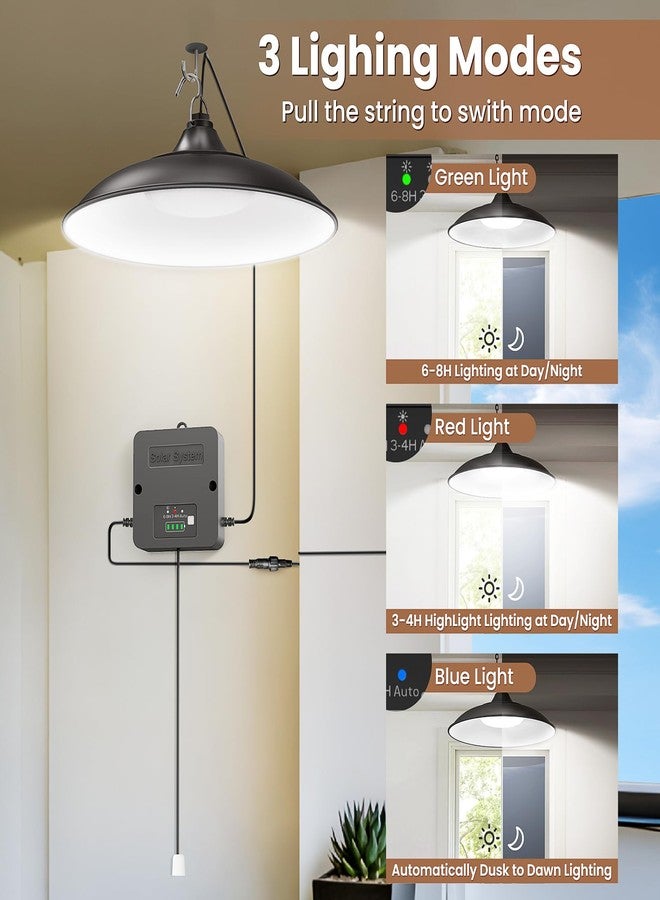 APILAB Solar Shed Light Indoor Outdoor, 2000LM Daytime Available Pendant Light with Pull String, Dusk to Dawn, 3 Lighting Modes Solar Lights Indoor, IP65 Waterproof for Barn, Gazebo, Shop, Garage - Image 4