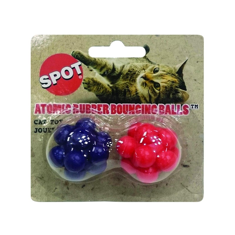 SPOT Atomic Rubber Bouncing Balls - Play Toy for Cats and Kittens, Bumpy Shape Makes Playing More Fun, Great to Keep Cats Entertained and Exercised - 1.5" Assorted 2-Pack - Image 1