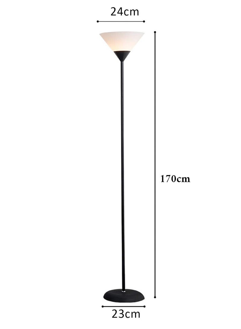 Bukela Floor lamp, Acrylic Uplighter with Reading Lamp, Modern Lamp with Matt Nickel Base and Power Switch Button for Living Room Office and Bedroom Black 170 cm - Image 4