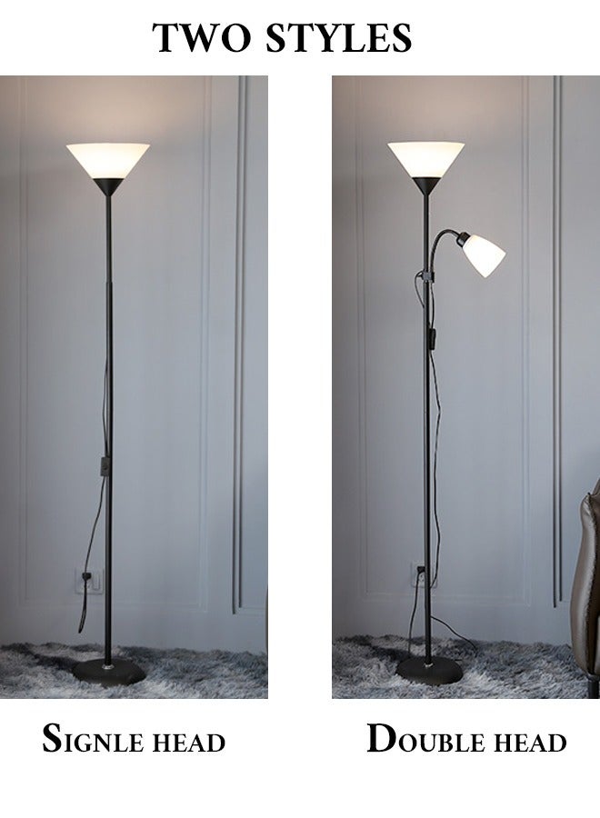 Bukela Floor lamp, Acrylic Uplighter with Reading Lamp, Modern Lamp with Matt Nickel Base and Power Switch Button for Living Room Office and Bedroom Black 170 cm - Image 5