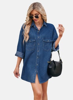 يونيكي Blue Plain Regular Fit Shirt  - Image 1