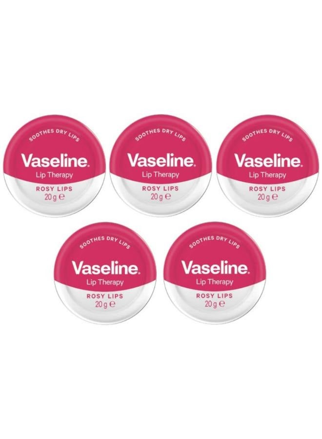 Vaseline 5 pieces of Lip Therapy Rosy Lips Lip Balm 20g - Image 1