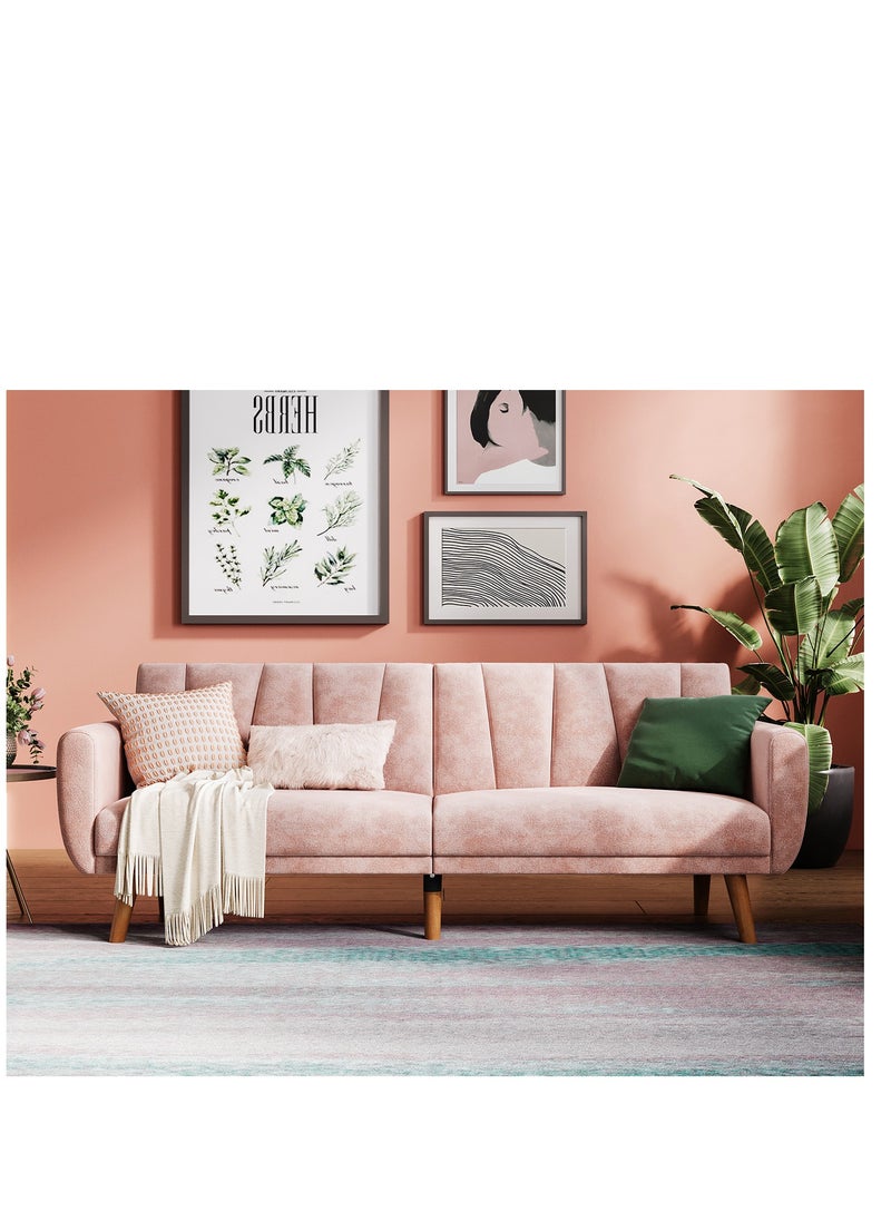 LINSY HOME Elegant 3 Seater Fabric Sofa Bed , For Living Room and Offices, Pink Color, Size 192L x 85W x 78H cm  - Image 2