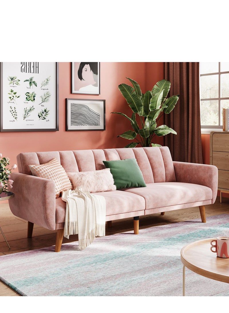 LINSY HOME Elegant 3 Seater Fabric Sofa Bed , For Living Room and Offices, Pink Color, Size 192L x 85W x 78H cm  - Image 1