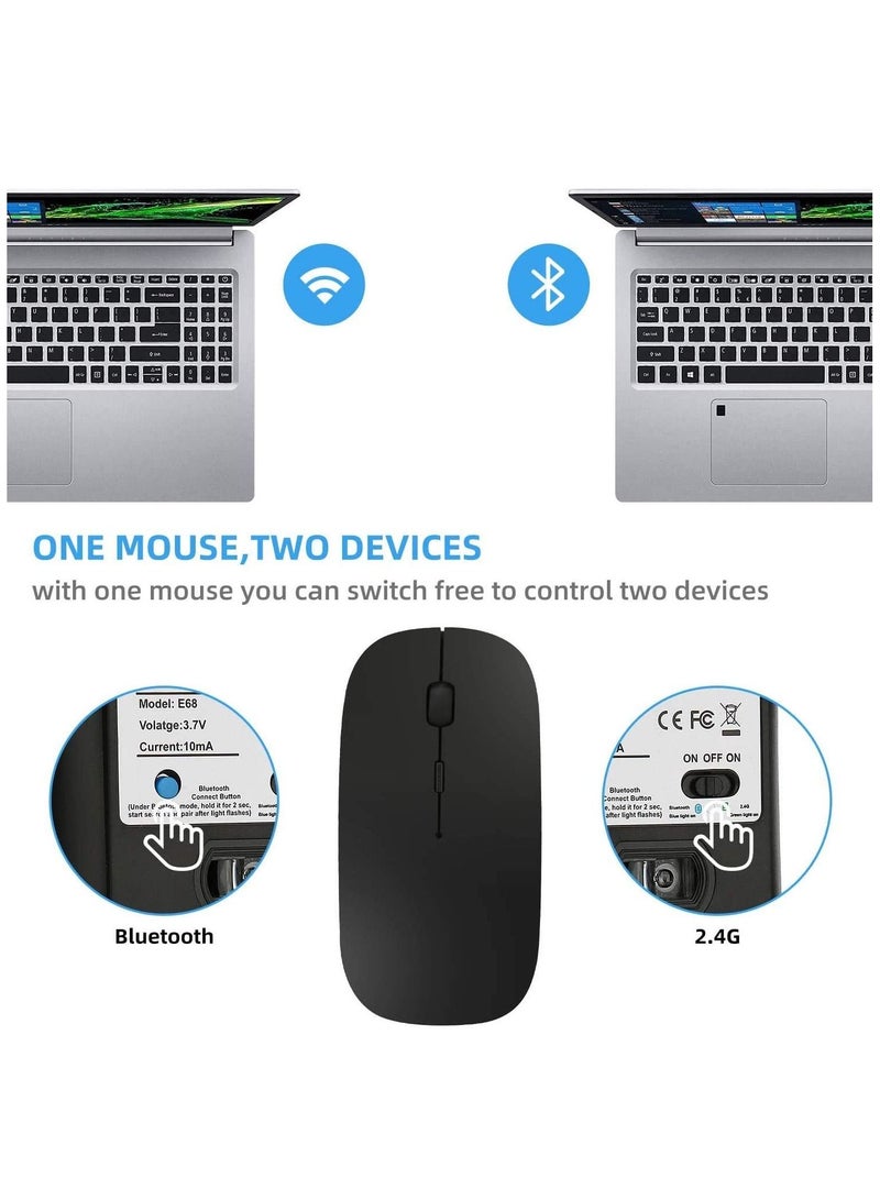 Ntech Rechargeable Dual Mode Wireless Mouse Bluetooth 2.4 GHz with USB Unifying Mini Receiver Multi-Device Optical Tracking Silent Mice for Mac PC MacBook iPad Android iOS Windows - Image 2