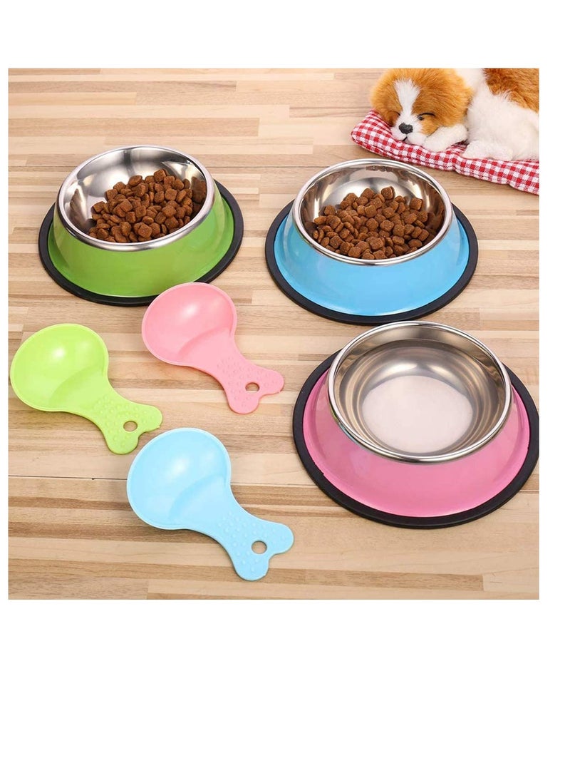Generic 3-Piece Stainless Steel Cat Bowl Set with 3 Food Scoops, Non-Slip Mat, Ideal for Food and Water, Available in Blue, Pink, Green - Perfect for Cats and Kittens - Image 4