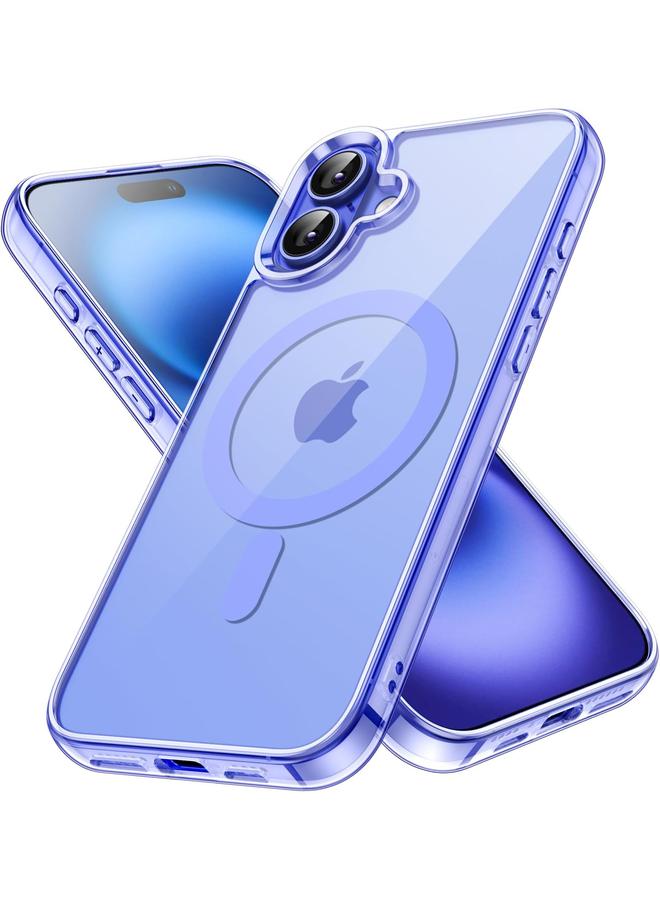 جي تيك جراب مغناطيسي لهاتف Iphone 16 Plus مقاس 6.7 بوصة متوافق مع Magsafe غطاء ممتص للصدمات للهاتف مضاد للخدش وظهر شفاف أزرق داكن - Image 1