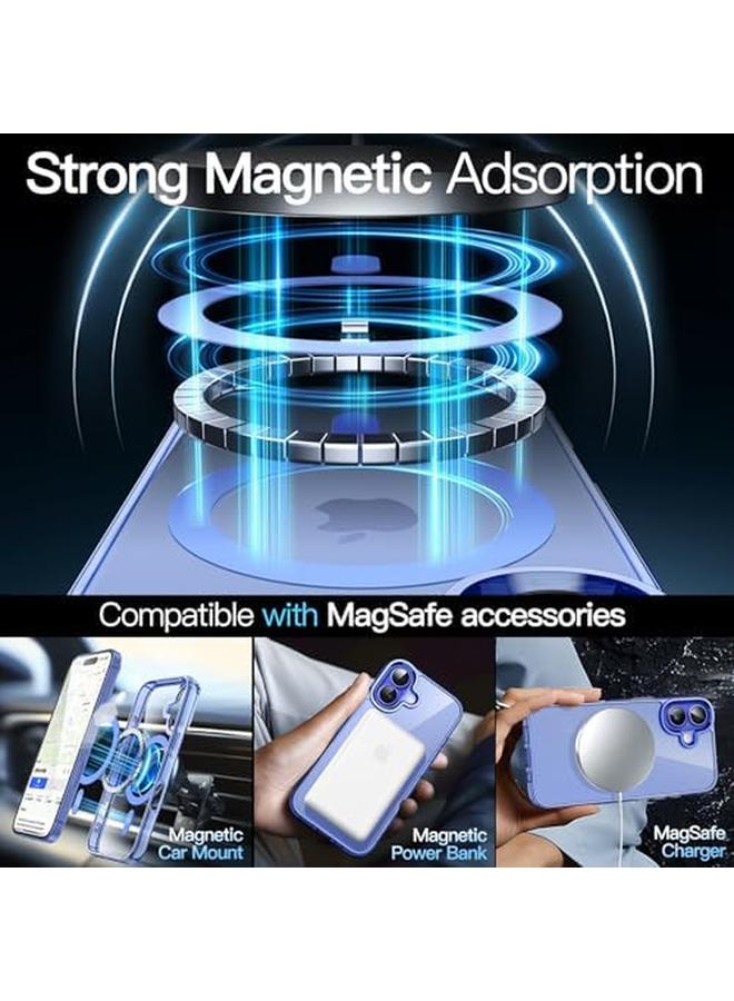 جي تيك جراب مغناطيسي لهاتف Iphone 16 Plus مقاس 6.7 بوصة متوافق مع Magsafe غطاء ممتص للصدمات للهاتف مضاد للخدش وظهر شفاف أزرق داكن - Image 4