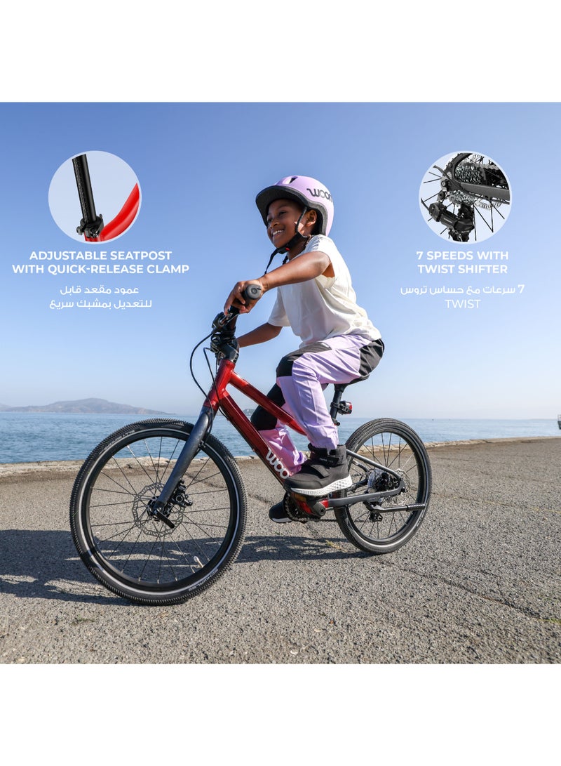 Woom EXPLORE 4 Kids Mountain Bike|20-inch Wheels|Ages 6-8|All-Terrain Youth MTB|7-Speed Shimano Gearing|Disc Brakes|Lightweight Frame - Image 4