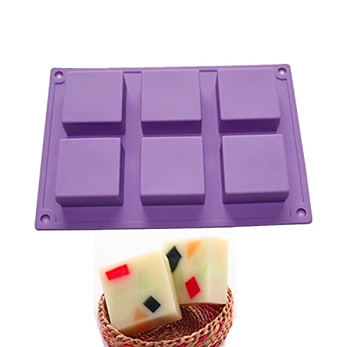 X-Haibei Small Square Silicone Mold - 6 Cavity for Lotion Bars, Soap Making, Bath Bombs, Resin Crafts - 2x2x1 Inch Perfect Straight-Edged Bars, Food Grade Non-Stick Mold - 2oz per Cell - Image 2