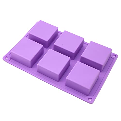 X-Haibei Small Square Silicone Mold - 6 Cavity for Lotion Bars, Soap Making, Bath Bombs, Resin Crafts - 2x2x1 Inch Perfect Straight-Edged Bars, Food Grade Non-Stick Mold - 2oz per Cell - Image 3