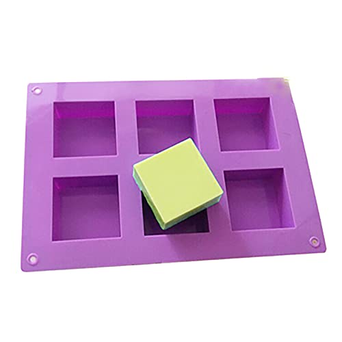 X-Haibei Small Square Silicone Mold - 6 Cavity for Lotion Bars, Soap Making, Bath Bombs, Resin Crafts - 2x2x1 Inch Perfect Straight-Edged Bars, Food Grade Non-Stick Mold - 2oz per Cell - Image 5