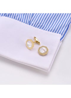 Octagon Mother Of Pearl Men Cufflinks With Gift Box Silver Gold Plated Cufflinks For Men Wedding Tuxedo Shirt Party Birthday Anniversary Dress (Gold Plated Cufflinks In Gift Box) - pzsku/Z643972992A1E092A9BC0Z/45/_/1735816727/4111f56f-cbec-4cb2-91a5-174cb231a8a3