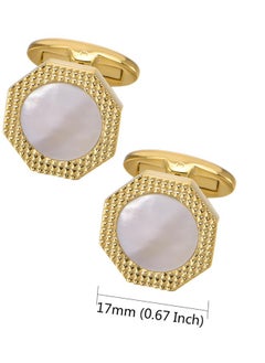 Octagon Mother Of Pearl Men Cufflinks With Gift Box Silver Gold Plated Cufflinks For Men Wedding Tuxedo Shirt Party Birthday Anniversary Dress (Gold Plated Cufflinks In Gift Box) - pzsku/Z643972992A1E092A9BC0Z/45/_/1735816734/8bd46754-f371-4072-9ff4-38ab9b577125