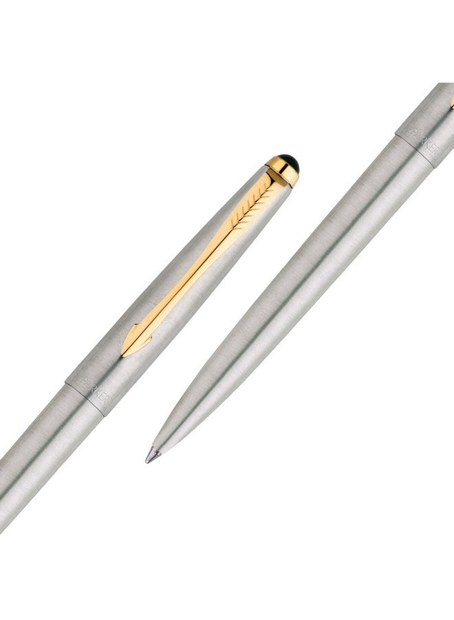 Parker Galaxy Stainless Steel Gold Trim Ball Pen| Ink Color - Blue | Perfect For Professional Use | Elite Pen For Corporate Purposes - Image 4