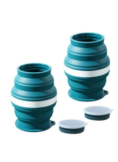 Spittoon, Spit Cup 2 Pack 12oz 350ml Spittoon Bottle for Chewing Portable, Collapsible Silicone Dip Spitting Accessories Spill Resistant Spitter Jug with Lid Travel Spitune Lakeblue