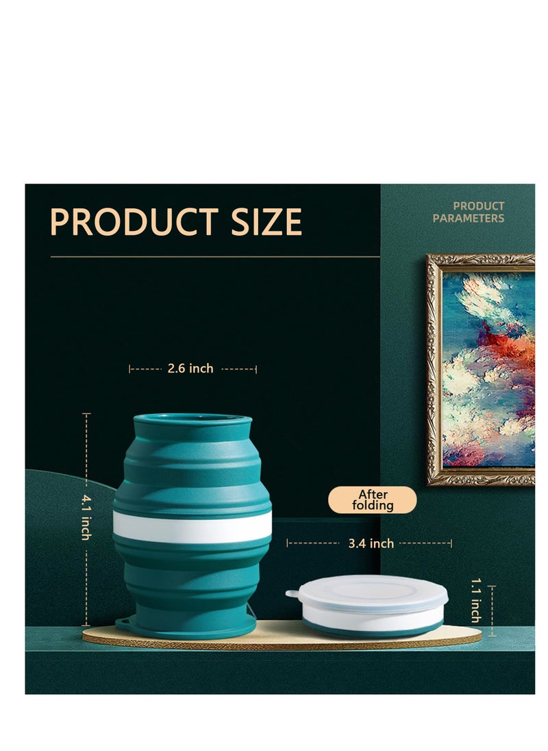 SYOSI - Spittoon, Spit Cup 2 Pack 12oz 350ml Spittoon Bottle for Chewing Portable, Collapsible Silicone Dip Spitting Accessories Spill Resistant Spitter Jug with Lid Travel Spitune Lakeblue - Image 1