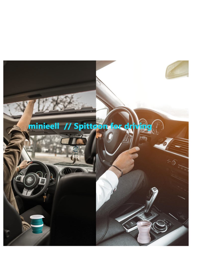 SYOSI - Spittoon, Spit Cup 2 Pack 12oz 350ml Spittoon Bottle for Chewing Portable, Collapsible Silicone Dip Spitting Accessories Spill Resistant Spitter Jug with Lid Travel Spitune Lakeblue - Image 1