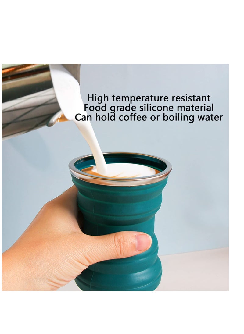 SYOSI - Spittoon, Spit Cup 2 Pack 12oz 350ml Spittoon Bottle for Chewing Portable, Collapsible Silicone Dip Spitting Accessories Spill Resistant Spitter Jug with Lid Travel Spitune Lakeblue - Image 1