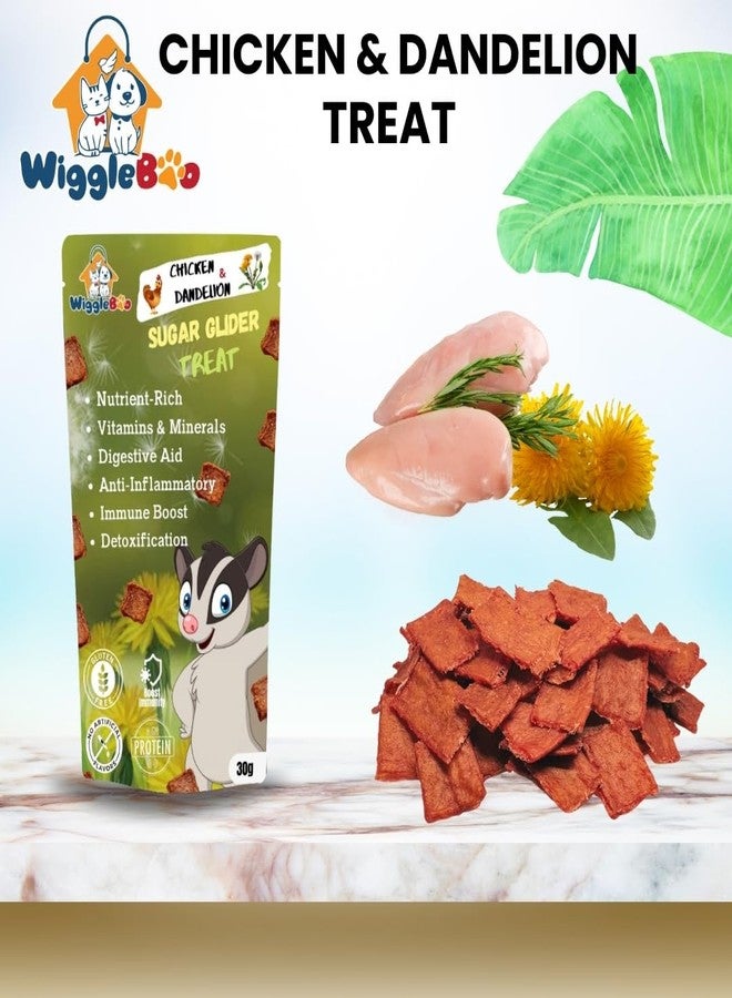 WiggleBoo Chicken & Dandelion SugarGlider Treat | Protein Rich | Fiber Rich | Crunchy Healthy Snacks | 100% Natural | 30g - Image 2