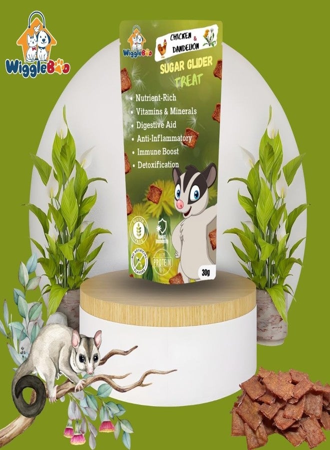 WiggleBoo Chicken & Dandelion SugarGlider Treat | Protein Rich | Fiber Rich | Crunchy Healthy Snacks | 100% Natural | 30g - Image 3