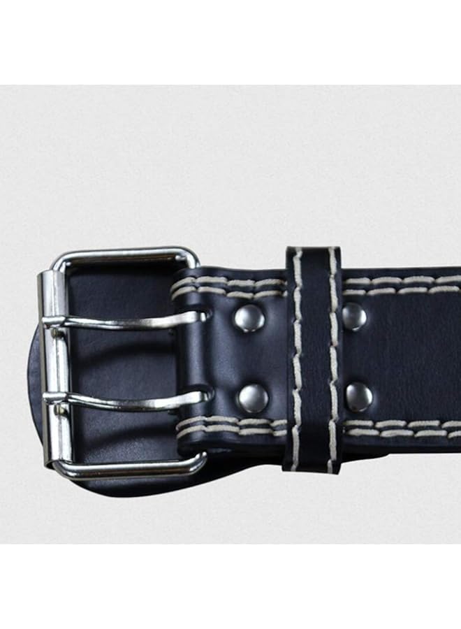 Garneck Leather Workout Belt Fitness Weight Lifting Belt Back Support with Buckle Stabilizing Adjustable Belt for Squats Training 115cm - Image 3