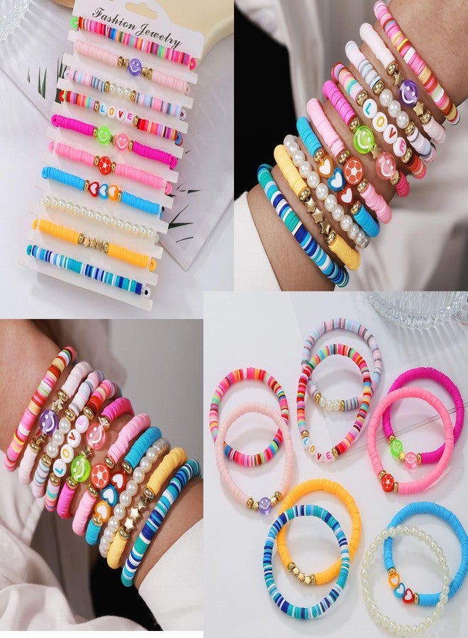 UCLEVER Friendship Trendy Heishi Clay Bead Bracelets Stack Boho Stretch Bracelets for Women (LOVE) - Image 5
