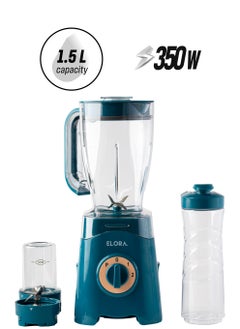 ELORA 3 In 1 Blender With 3 Speed Setting And Pulse Function- Smoothie Making And Juicing 300-350 Watts | Unbreakable Blender Jars With Stainless Steel Blades | EL-BL-3213 Dark Green  - Image 1