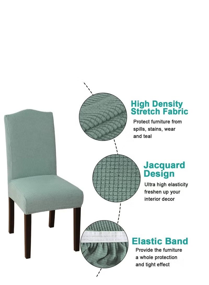 Dining Chair Covers Stretch Chair Covers for Dining Room Chair Slipcover Removable Kitchen Chair Covers Chair Protector Covers for Dining Room, Hotel (4pcs, green)  - Image 2