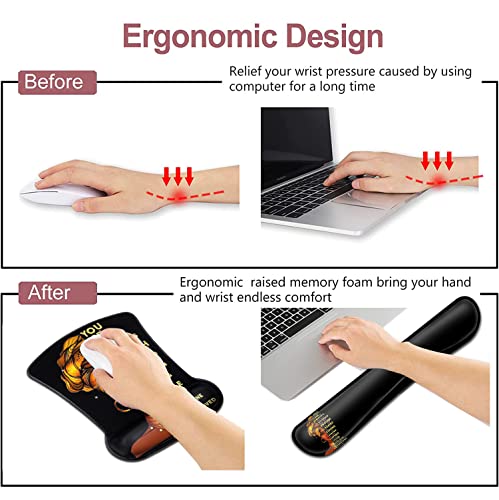JVGFYNKL Black Mouse Pad with Stitched Edge, Non-Slip Rubber Base, African American Wall Art Black Woman Queen Pattern，Office Accessories Desk Decor for Computers, Mouse Pad and Keyboard Wrist Guard Set - Image 4