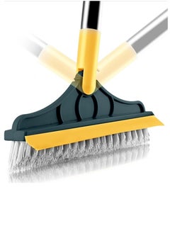 Generic Bathroom Cleaning Brush with Space 2 in 1 Tile and Floor Scrubber Brush with Long Handle 120 Degree Rotating - Long Handle Floor Scrubber Brush for Home, Kitchen and Bathroom - 2 in 1 Cleaning Brush, New Floor Scrubber Brush with Long Handle, Shower Crack Cleaning Brush for Bathroom, Magic Kitchen Scrubber Premium Rotating, 120 Degree Triangle Scrubber Brush Head with Rubber Squeegee - V Shape Floor Scrubber Brush - Removable Brush Head for Bathroom and Tile Cleaning  - Image 1