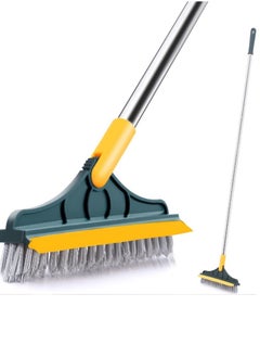 Generic Bathroom Cleaning Brush with Space 2 in 1 Tile and Floor Scrubber Brush with Long Handle 120 Degree Rotating - Long Handle Floor Scrubber Brush for Home, Kitchen and Bathroom - 2 in 1 Cleaning Brush, New Floor Scrubber Brush with Long Handle, Shower Crack Cleaning Brush for Bathroom, Magic Kitchen Scrubber Premium Rotating, 120 Degree Triangle Scrubber Brush Head with Rubber Squeegee - V Shape Floor Scrubber Brush - Removable Brush Head for Bathroom and Tile Cleaning  - Image 2