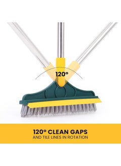 Generic Bathroom Cleaning Brush with Space 2 in 1 Tile and Floor Scrubber Brush with Long Handle 120 Degree Rotating - Long Handle Floor Scrubber Brush for Home, Kitchen and Bathroom - 2 in 1 Cleaning Brush, New Floor Scrubber Brush with Long Handle, Shower Crack Cleaning Brush for Bathroom, Magic Kitchen Scrubber Premium Rotating, 120 Degree Triangle Scrubber Brush Head with Rubber Squeegee - V Shape Floor Scrubber Brush - Removable Brush Head for Bathroom and Tile Cleaning  - Image 4