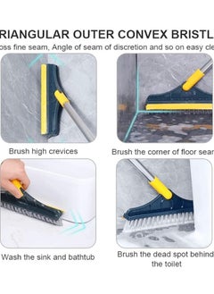 Generic Bathroom Cleaning Brush with Space 2 in 1 Tile and Floor Scrubber Brush with Long Handle 120 Degree Rotating - Long Handle Floor Scrubber Brush for Home, Kitchen and Bathroom - 2 in 1 Cleaning Brush, New Floor Scrubber Brush with Long Handle, Shower Crack Cleaning Brush for Bathroom, Magic Kitchen Scrubber Premium Rotating, 120 Degree Triangle Scrubber Brush Head with Rubber Squeegee - V Shape Floor Scrubber Brush - Removable Brush Head for Bathroom and Tile Cleaning  - Image 5